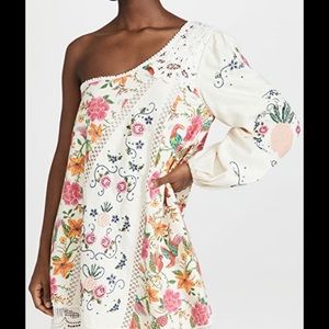 Farm Rio Toucans Garden One Shoulder Embroidered Dress